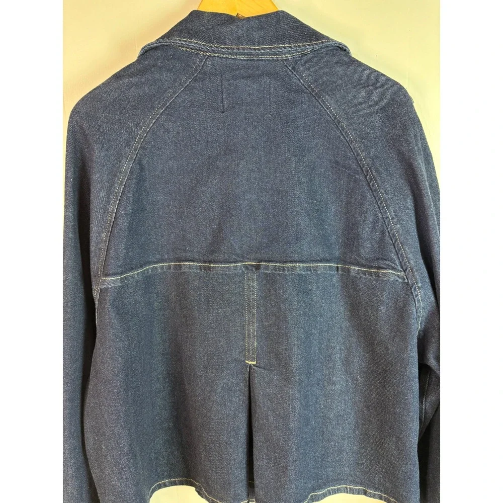 Rebecca Minkoff Denim Jacket XXL Dark Wash Blue Double Breasted Moto Women
